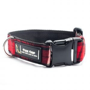 PIXIE DRIP | Dog Collars | Red Plaid | Adjustable and Snap on Collar for Small Medium and Large Dogs