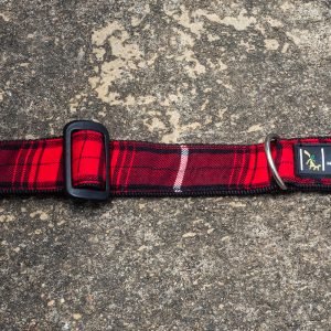 PIXIE DRIP | Dog Collars | Red Plaid | Adjustable and Snap on Collar for Small Medium and Large Dogs