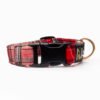 Red and white plaid dog collar