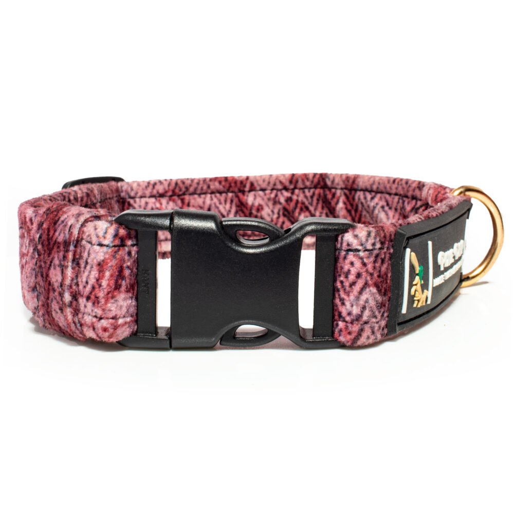 Carmine Red Abstract, Luxury Velvet Dog Collar