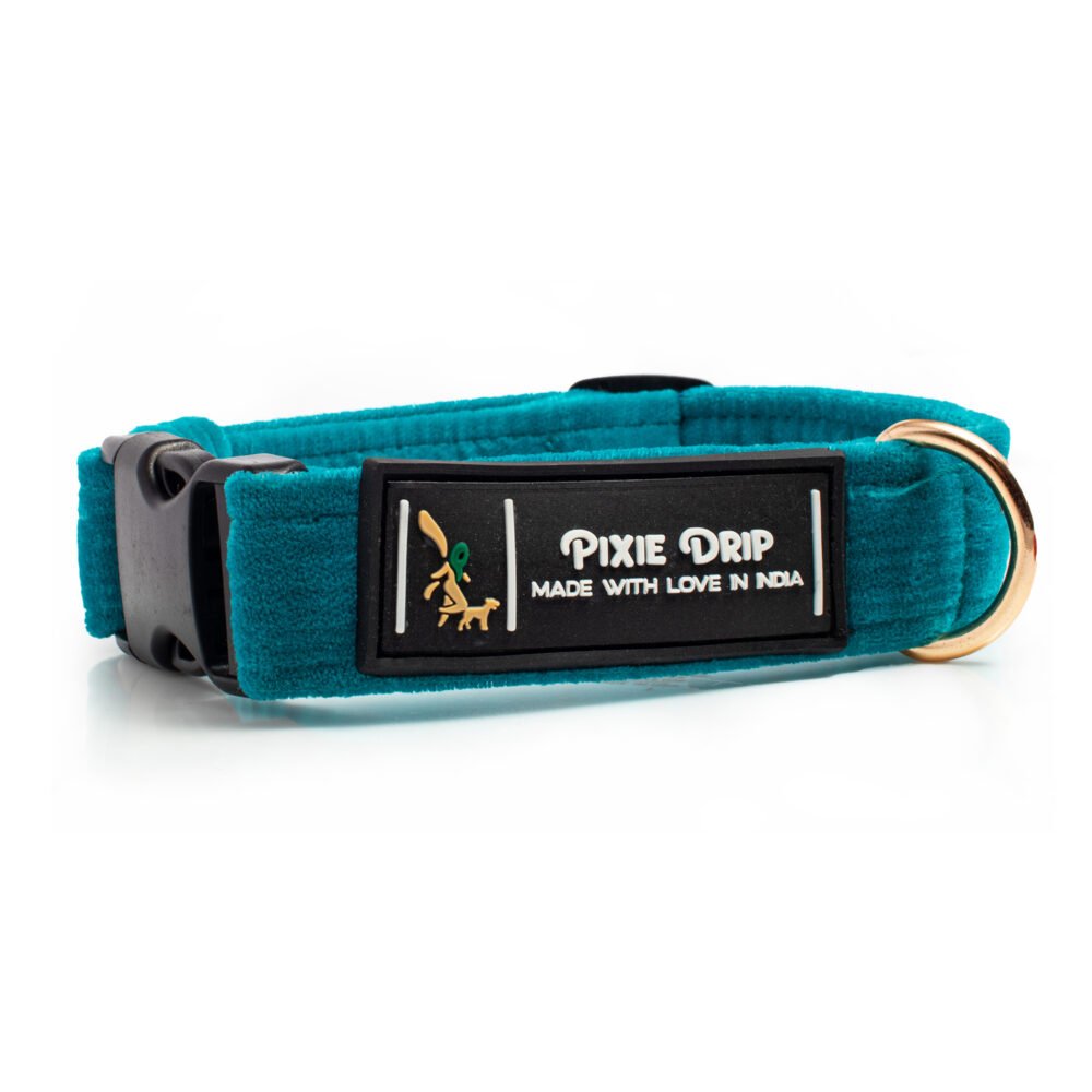 Turquoise Blue Luxury Velvet Dog Collar
