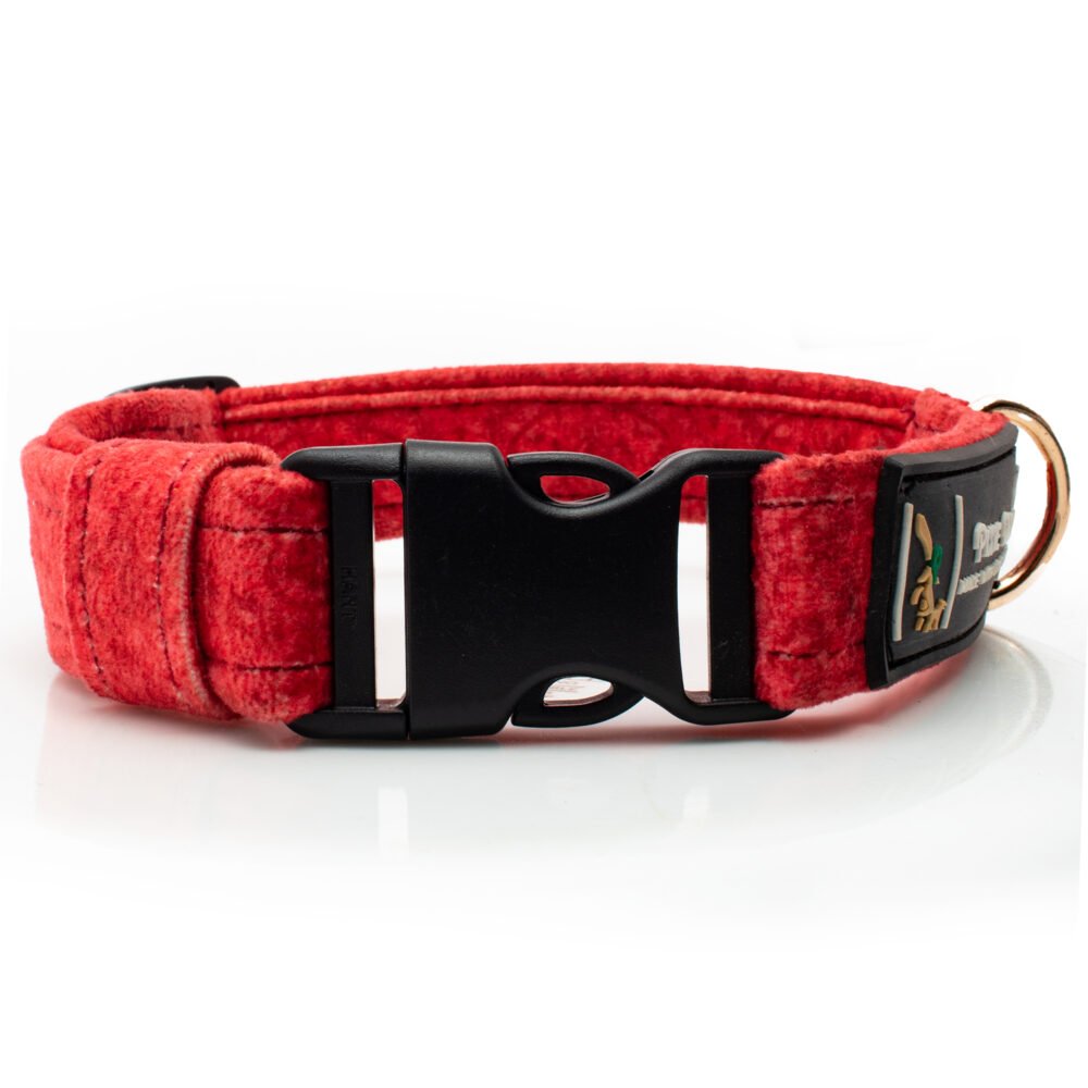 Crimson Red Abstract Luxury Suede Dog Collar