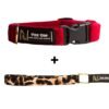 candy red velvet collar. luxury velvet cheetah leash