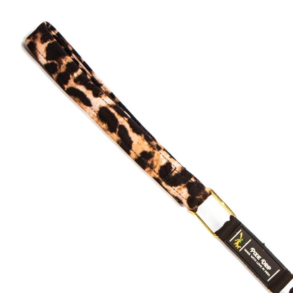 Dog Leash with Velvet Soft Handle, Cheetah